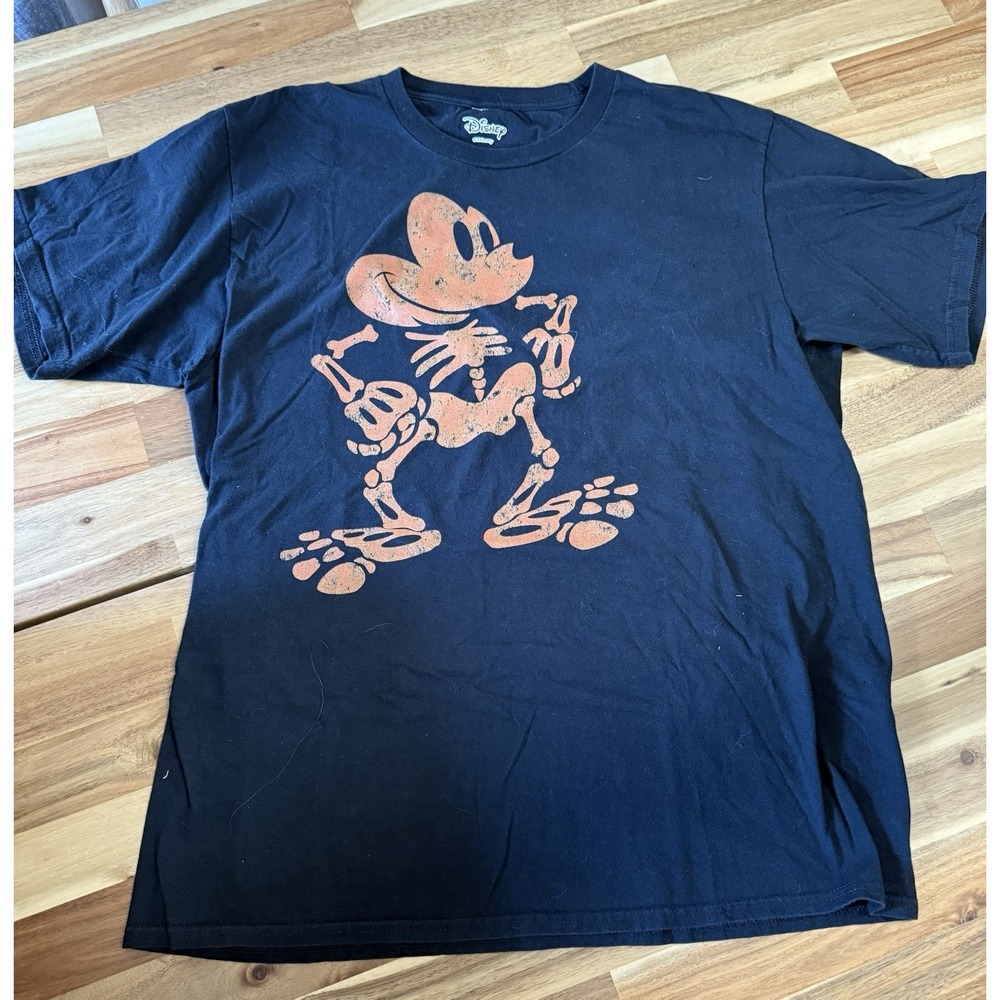 Disney Mickey Mouse‎ Skeleton Halloween Men's Black T-Shirt